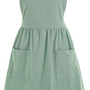 Cotton Linen Pinafore Apron Dress for Women with Pockets Cute Art Chef Aprons fo